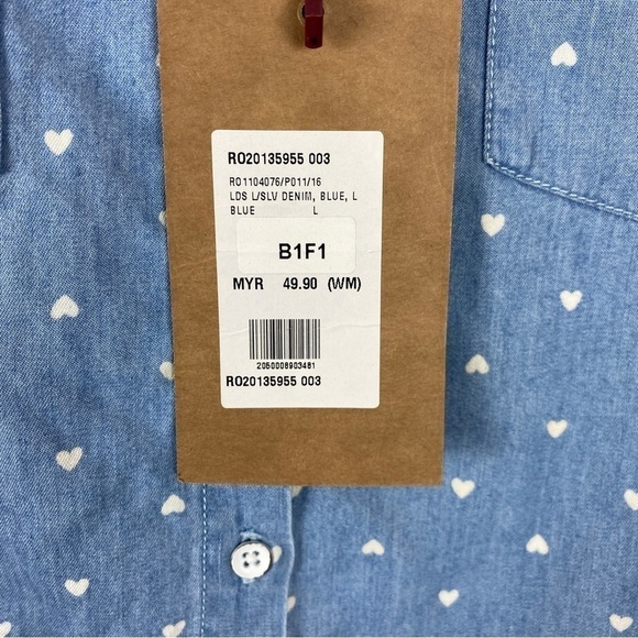 Rope Women's Blue Button Down Shirt Size M Cotton - Picture 7 of 8